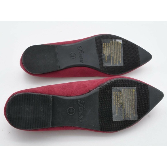 Forever Womens 6 Flats Red Faux Suede Comfort Slip On Pointed Toe Business Shoes - Picture 8 of 8
